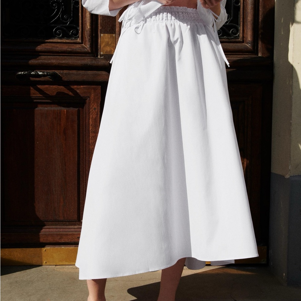 Zara White A-Line Skirt